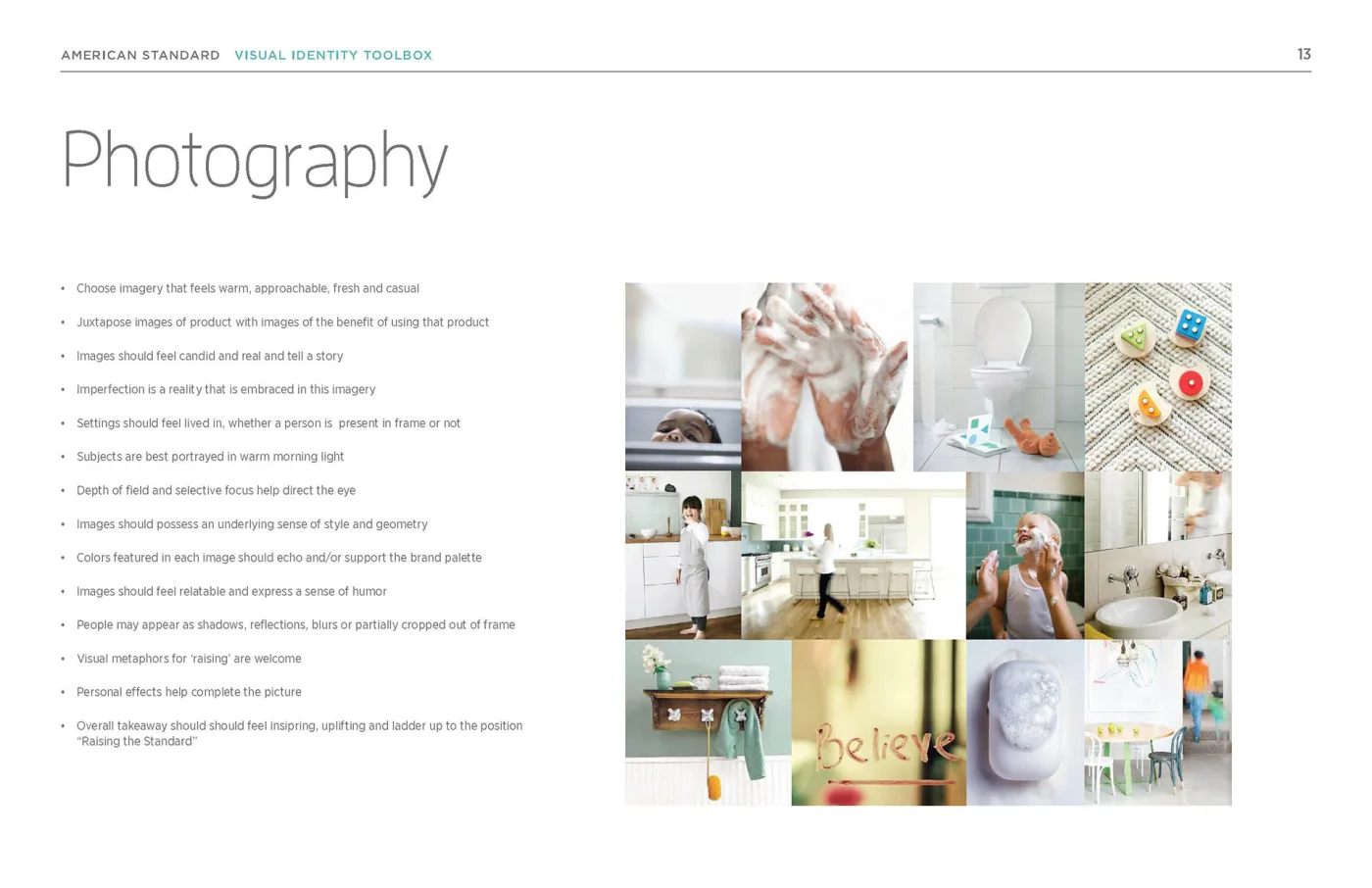 American Standard — photography guidelines